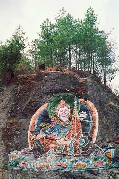 Guru Rinpoche on stones
