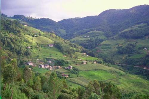 Mongar hillside with houses